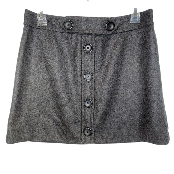 Gap Mini Skirt Dark Gray Wool Blend Button Up Fully Lined NWT Women's Size 4 - Picture 1 of 9